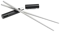 Yamazki Stainless Steel My Chopsticks in a Lacquer Black Cylinder Case, Pair