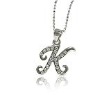 31dzJHnMEuL. SL160  Silver Crystal Initial K Pendant Necklace Fashion Jewelry