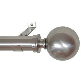 Window Curtain Rod Drapery Rod 52 Inch -144 Inch Ball Nickel by BackyardBargain LLC