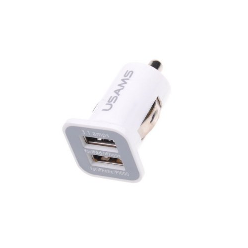 White Twin Dual USB In Car Charger For iPhone 3G 4 4S iPod Touch iPad Galaxy Tab
