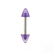 STAINLESS STEEL STRAIGHT EYEBROW NEON PURPLE Gauge: 14, Ball Size: 5mm, Length: 9mm Sold as a Pair