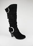 Double Buckle Slouchy Wedge Boot
