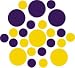 Set of 90 - Yellow / Purple Circles Polka Dots Vinyl Wall Graphic Decals Stickers