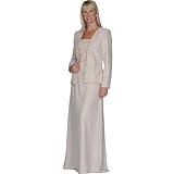 Champagne Formal Evening Dress with Jacket - Mother of Bride & Groom Dress. Mothers Dress Gown. Womens Long Evening Gown by Sean Collection (7257), 12, Champagne