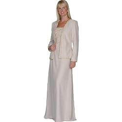 Champagne Formal Evening Dress with Jacket - Mother of Bride & Groom Dress. Mothers Dress Gown. Womens Long Evening Gown by Sean Collection (7257)