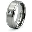 Brushed Titanium Ring with CZ (Sizes 8-12)