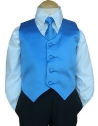 Childrens Tuxedo Vest and Long Tie Royal Blue - Includes Trousers and Tuxedo Shirt