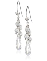 Sterling Silver Simulated Diamond Cluster Drop Dangle Earrings