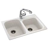 Swanstone KSDB-3322-010 33-Inch by 22-Inch Double Bowl Kitchen Sink, White Finish