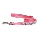 4 Ft X 5/8 In - Rhinestone Nylon Dog Lead Pink