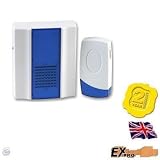 Ex-Pro Wireless Cordless Doorbell Bell Charm Door Chime with 24 different tunes, selectable.