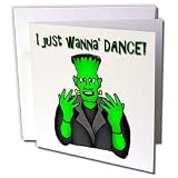 Mark Grace FRANKENSTEIN DUDES Dance – FRANKENSTEIN DANCE I just wanna dance 1 on white – Greeting Cards-6 Greeting Cards with envelopes