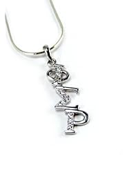 Phi Sigma Rho Sterling Silver Diagonal Lavaliere set with Lab-Created Diamonds