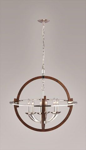 Zeev Lighting CD10075-6-PN-PW Solstice Chandelier, Polished Nickel with Paint for Wood