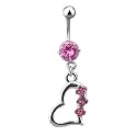 Bauchnabel-Piercing Titan Stecker Herz rosa