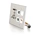 Legrand - C2G RapidRun Double Gang Keystone Wallplate, Brushed Aluminum VGA Wallplate, Audio Video Wall Plate, 1 Count, C2G 60029