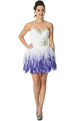 Short Tulle Crystal Beaded Lace-Up  Homecoming Dress/Pageant Dress/Prom Dress/Party Dress  With Ruffles