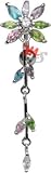 Multicolor Jeweled Flowering Ivy Top Dangle Belly Ring
