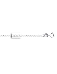 14k Solid White Gold 1.1 mm (3/64 Inch) Piatto Chain Necklace 18" w/ Spring Ring Clasp