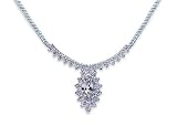 Majestic Marquise & Round Shape White CZ Gemstone Pendant Necklace in Sterling Silver