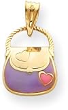 Enamel Handbag/Pocketbook/Purse Enamel Charm, 14K Yellow Gold