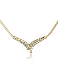 10k Yellow Gold 1/4cttw Round Baguette V Shaped Diamond Necklace