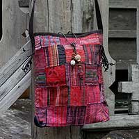 NOVICA Cotton shoulder bag Tribe Patchwork
