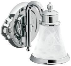 Moen YB9861CH Waterhill 1-Light Dual-Mount Bath Bathroom Vanity Fixture with Frosted Glass, Chrome