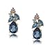 Blue Topaz Flower Cluster Earrings in 14 Karat Yellow Gold