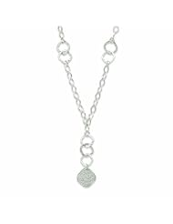 Sterling Silver Polished & Textured Fancy Drop Necklace
