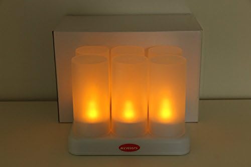 Aliss Queena(TM) Set of 6 -LED Rechargeable Tea Light Flameless Tealight Candles With Holders- White Base
