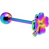 Rainbow Four Leaf Clover Anodized Titanium Barbell