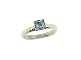 Square Aquamarine Stacking Ring in Platinum by Gurhan