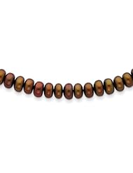 Sterling Silver 18in 6-7mm Freshwater Cultured Pearl Chocolate Necklace.