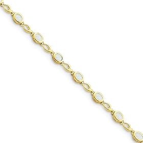 14k Gold Bezel Swirl Opal Bracelet by