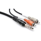 Hosa TRS-202 1/4 inch TRS to Dual RCA Insert Cable, 6.6 feet