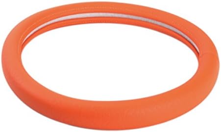 Houyue Faux Leather Car Steering Wheel Cover Anti Slip, Fit Outer Diameter 14.5-15 Inches Steering Wheels (Orange)