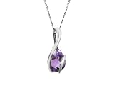 9CT WHITE GOLD AMETHYST WRAP AROUND PENDANT ON 18  CURB