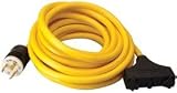 Coleman Cable 01912 25-Foot 10/3 Generator Power Cord with L5-30P Plug and 3-Outlets