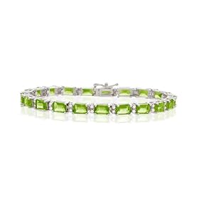 BRILLIANT GENUINE PERDIOT and DIAMOND 14K WHITE GOLD BRACELET by Peridot Bracelets