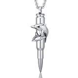 Dolphin Design Stainless Steel Bullet Pendant Necklace