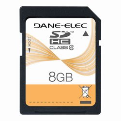 Dane-Elec 8 GB Class 4 SDHC Flash Memory Card DA-SD-8192-R