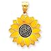 14k Enameled Yellow Sunflower Pendant title=