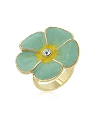 Light Blue Enamel Large Floral Ring