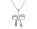 Diamond Bow Pendant 1/10 Carat (ctw) in White Gold with Chain