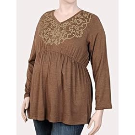 Motherhood Maternity: Plus Size Long Sleeve V-neck Maternity T Shirt