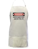 WARNING UNLESS NAKED DON'T LEAN ON THIS ATV Full Size Professional Apron (3 Pockets)