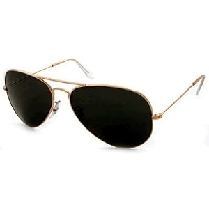 Unisex (Mens / Womens) Classic Black & Gold Aviator Sunglasses Complete With Protective Case, Cleaning Cloth & Matching Cords By Serelo