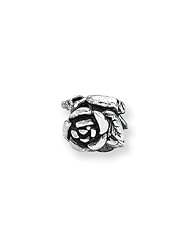 Antiqued Rose Charm in Silver for 3mm Charm Bracelets