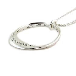Inspirational Silver Tone Twist Necklace with Bible Verse Matthew 19:26